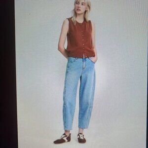 NEW "AND NOW THIS" The Barrel Leg Jeans/Front Zip/Button Closure/Belt Loops 31"
